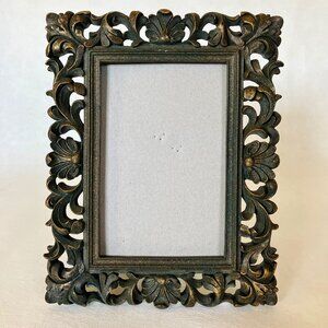 Vintage Ornate Picture Frame Carved Wood Retro Rectangle 4" X 6" Photo Easel